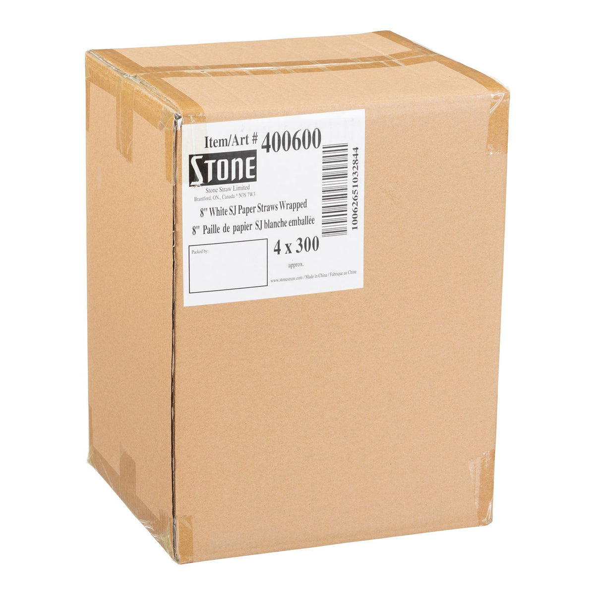 Stonestraw 8" Solid White Super Jumbo Paper Straw 4x300 ct
