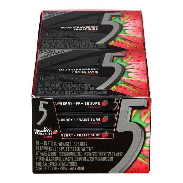 5 Gum Flood Sour Strawberry 10x15 ct