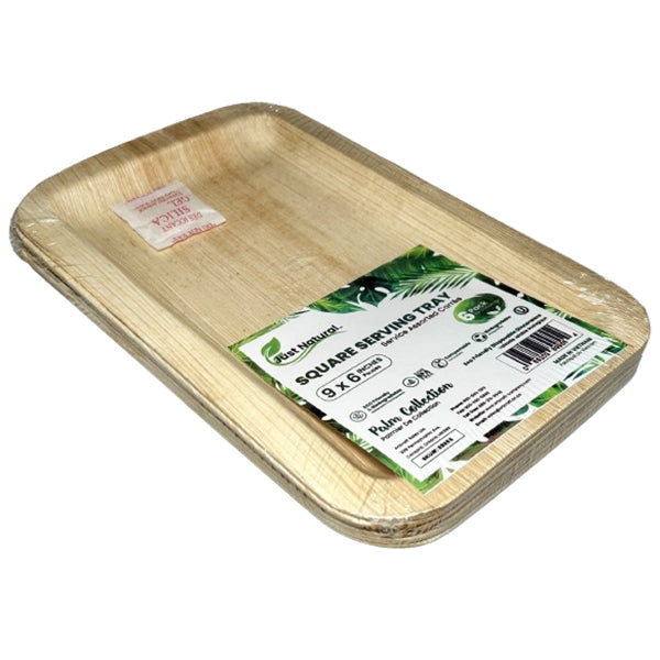 Just Natural 6IN Square Serving Tray- 3CM Deep 12x6 ct