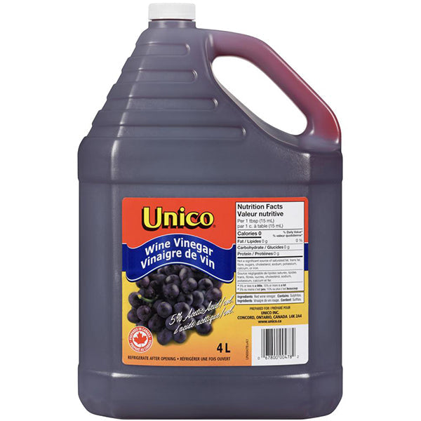 Unico Red Wine Vinegar 4x4 L