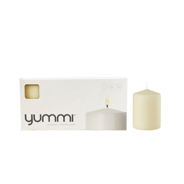 Yummi Pillar Candle 2.4IN Ivory 4X3 ct