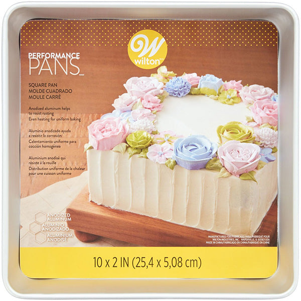 Wilton Performance Pan Aluminum 10IN Square Cake and Brownie 3x1 ct