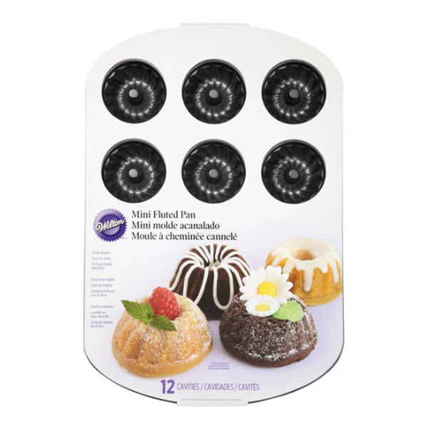 Wilton Gold Non-stick 12 Cavity Mini Fluted Tube Pan 16.5x11IN 3x1 ct