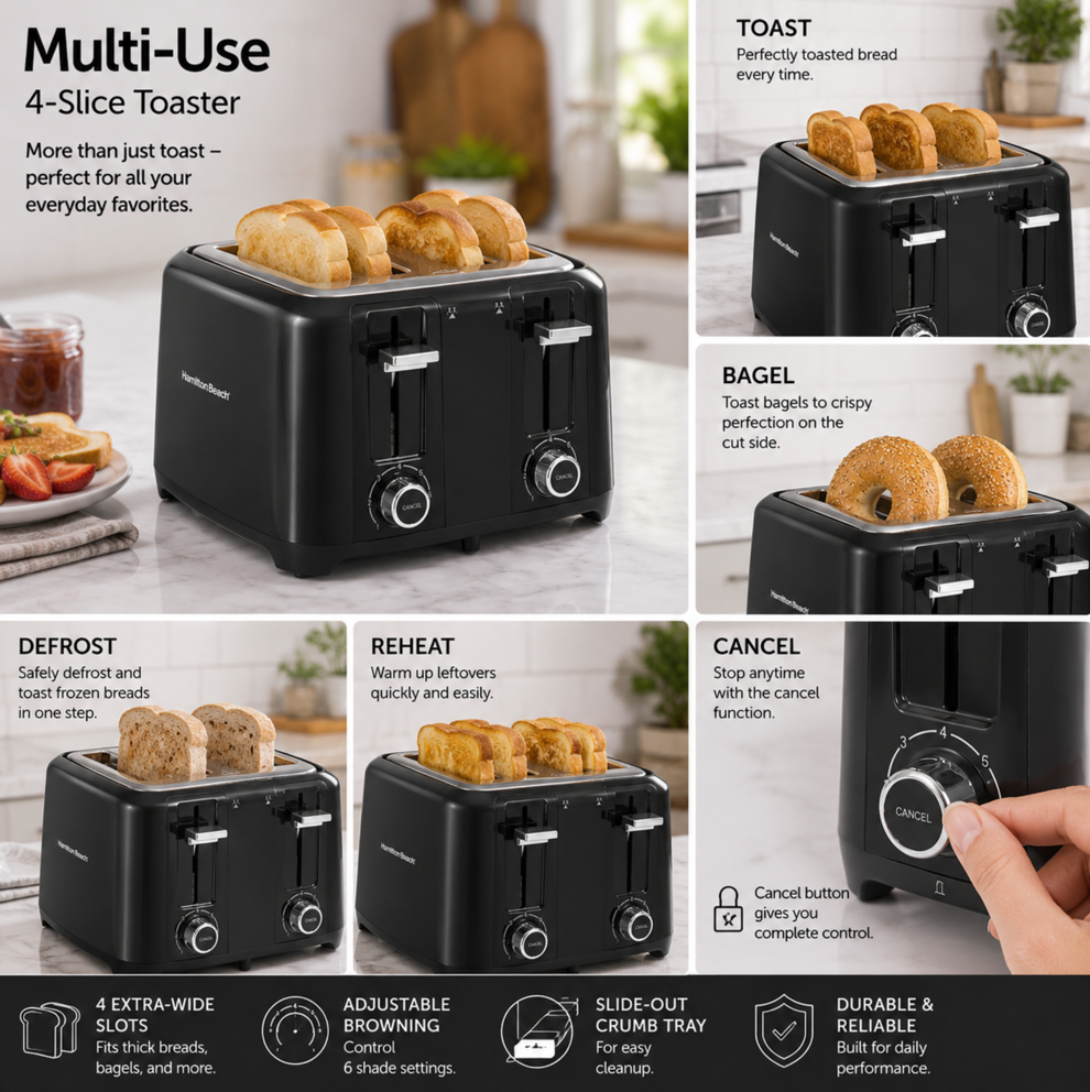 HAMILTON BEACH 4 SLICE TOASTER