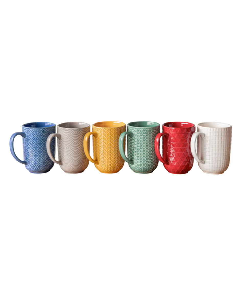 over&back Stoneware 488 mL (16.5 oz) Mug Set, 6-piece