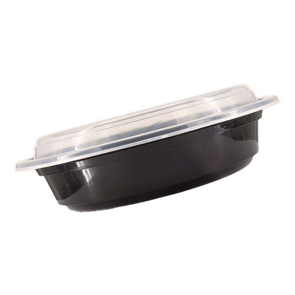E2E 48 oz 9in Round Food Container Brown Base Clear Lid 150 ct