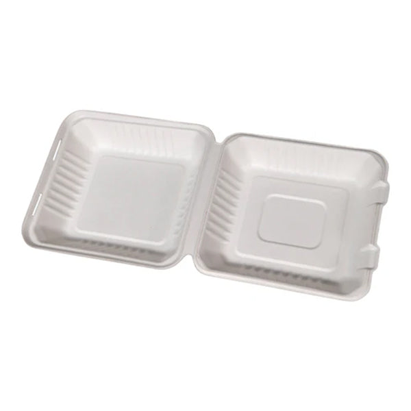 New Wave 8in Bagasse Clamshell 4x50 ct