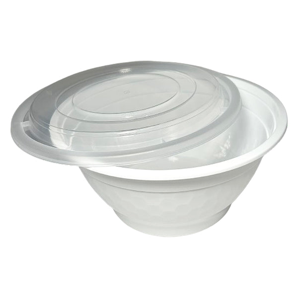 E2e Foodpack 42 oz Round Bowl White Base Clear Lid 150 ct