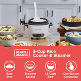 BLACK+DECKER 3-CUP RICE COOKER #RC503