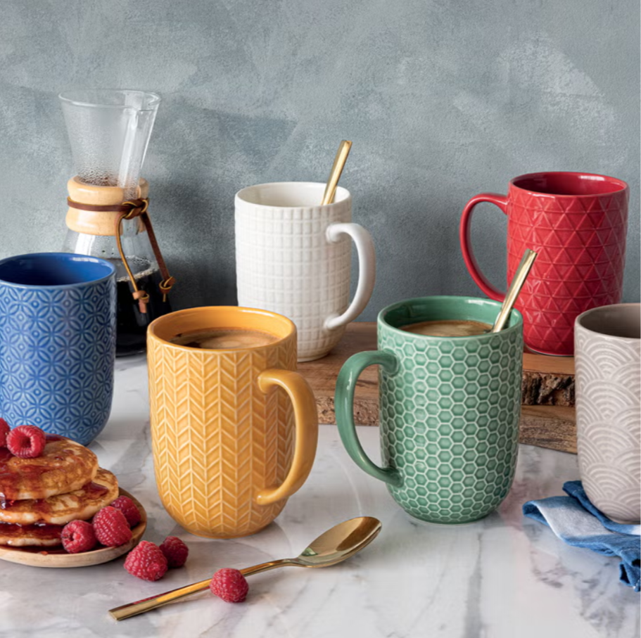 over&back Stoneware 488 mL (16.5 oz) Mug Set, 6-piece