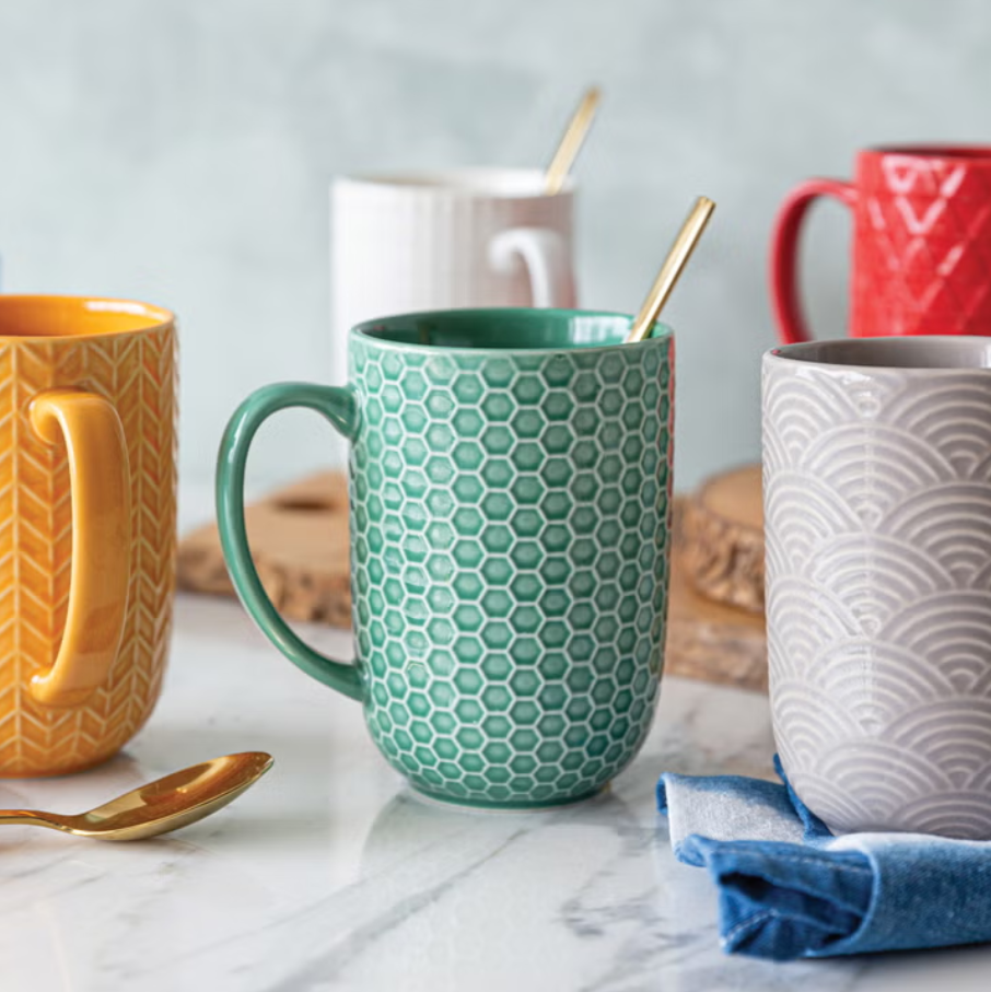 over&back Stoneware 488 mL (16.5 oz) Mug Set, 6-piece