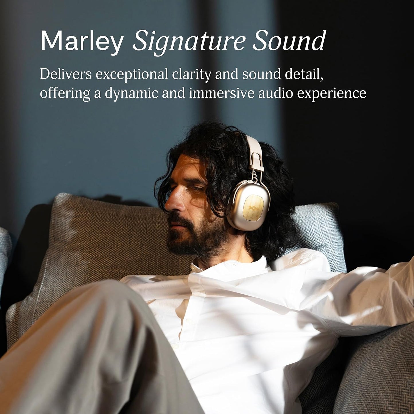 House of Marley Positive Vibration Rebel Wireless ANC Headphones - Over Ear Bluetooth Earphones with Adaptive Noise Cancelling, 130 H Playtime, IPX5, Sustainable Materials