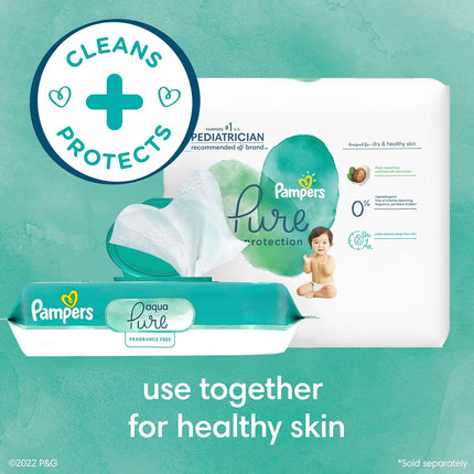 Pampers Baby Wipes Aqua Pure, 99% water-based wipes, Hypoallergenic and Unscented Infant Wipe, 336 Total (6 Flip-Top Packs)
