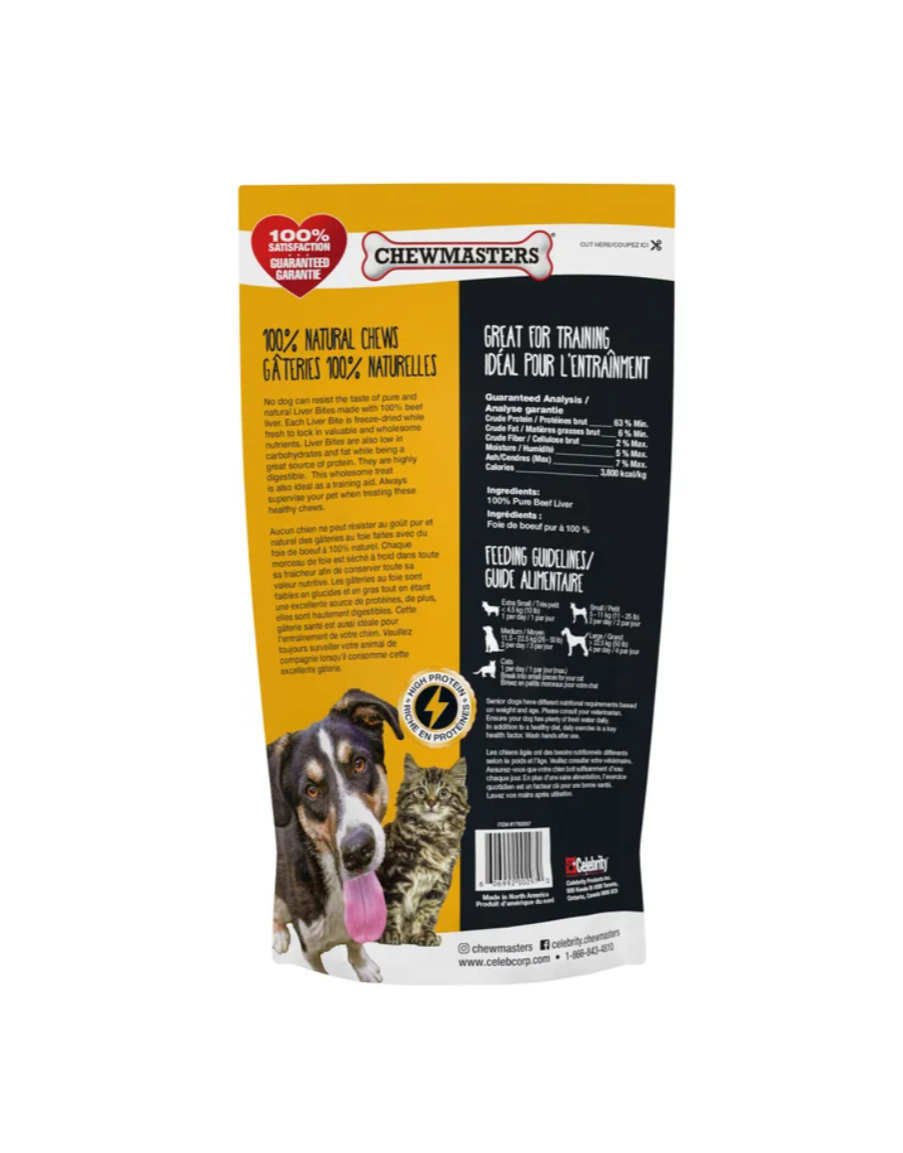 Chewmasters Freeze Dried Beef Liver Bites Dog Treats, 600g (21.1 oz)