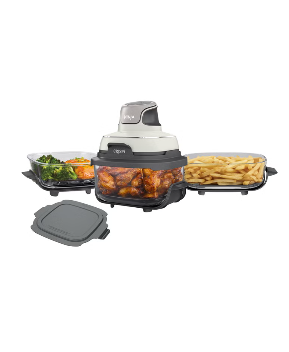Ninja Crispi 5-in-1 Portable Glass Air Fry Cooking System, 3 Containers and Cover