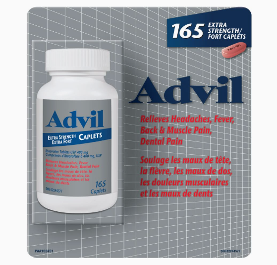 Advil Ibuprofen Extra Strength Pain Reliever Caplets 400 mg (165 ct)