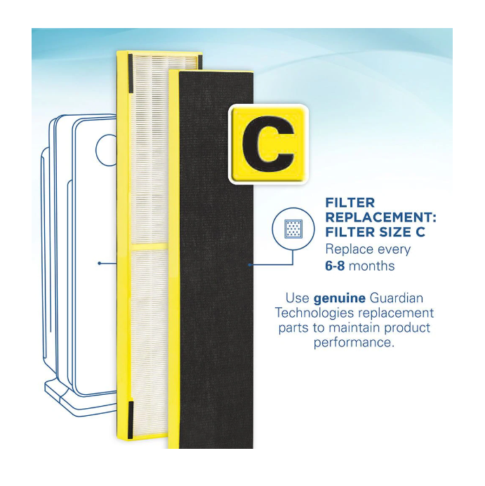 GermGuardian AC5350B Elite 4-in-1 HEPA Filter & UVC Tower Air Purifier, Removes Allergens & Odours, Black, Small-Medium Room