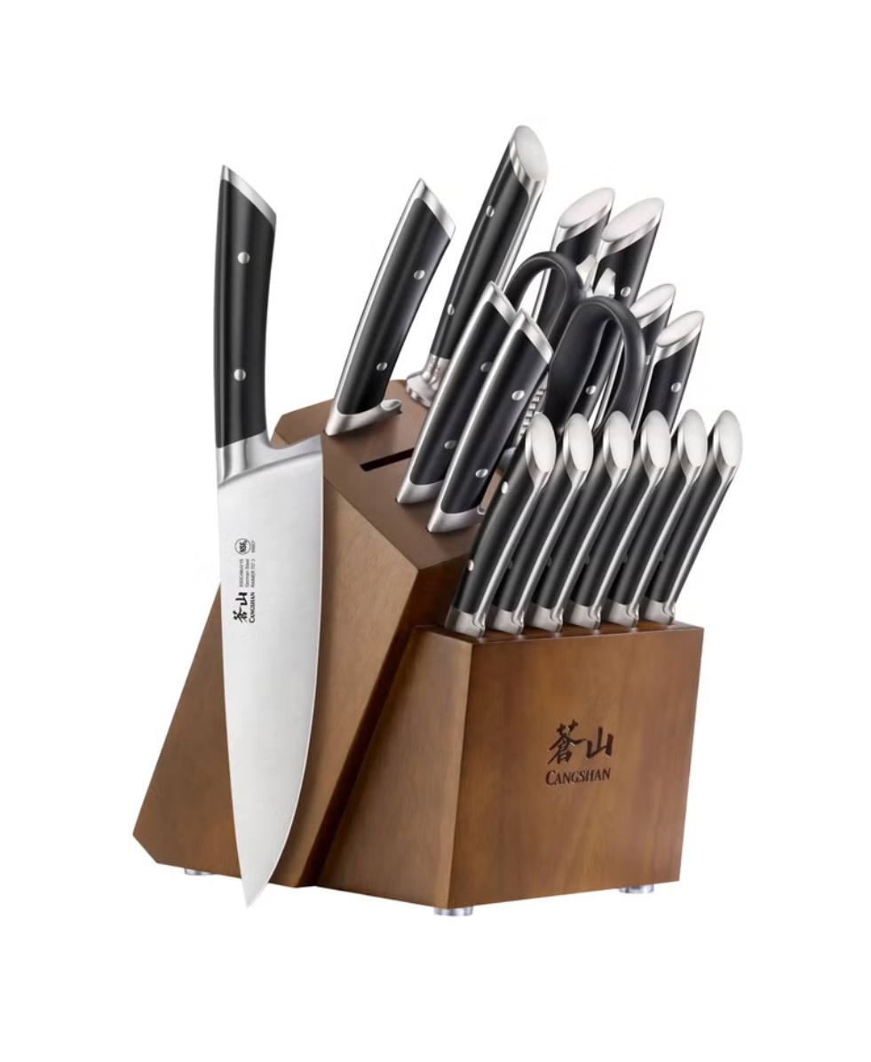 Cangshan Rainier Series German Steel Forged Knife Block Set, 17-piece