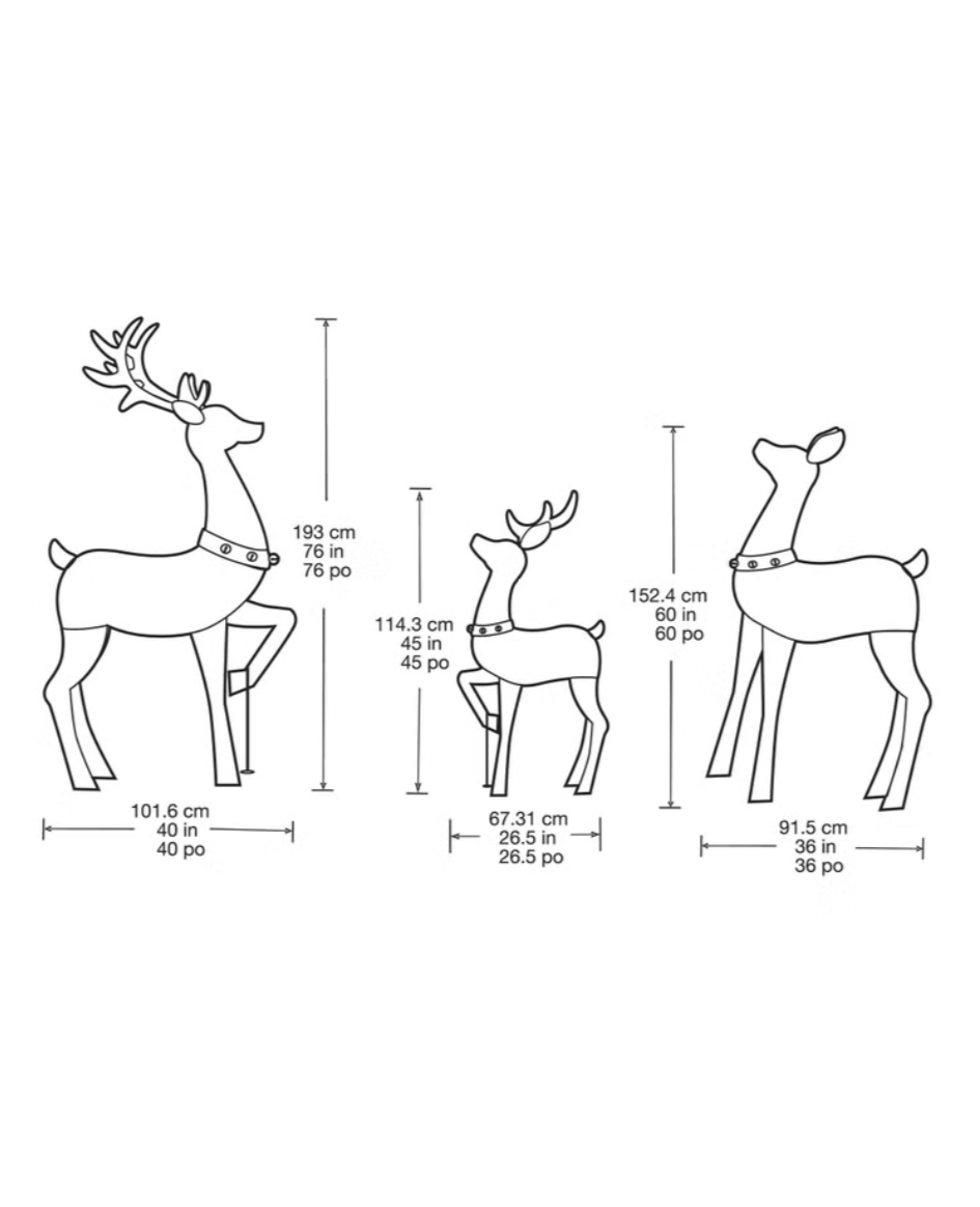 Set of 3 LED Deer Family