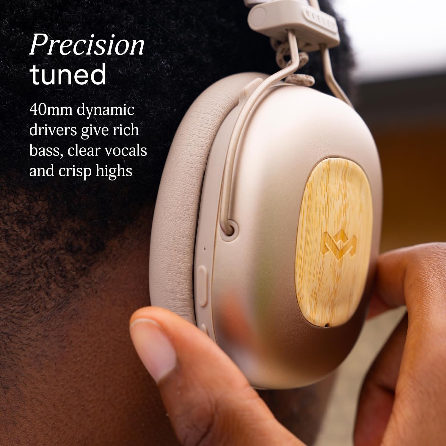 House of Marley Positive Vibration Rebel Wireless ANC Headphones - Over Ear Bluetooth Earphones with Adaptive Noise Cancelling, 130 H Playtime, IPX5, Sustainable Materials