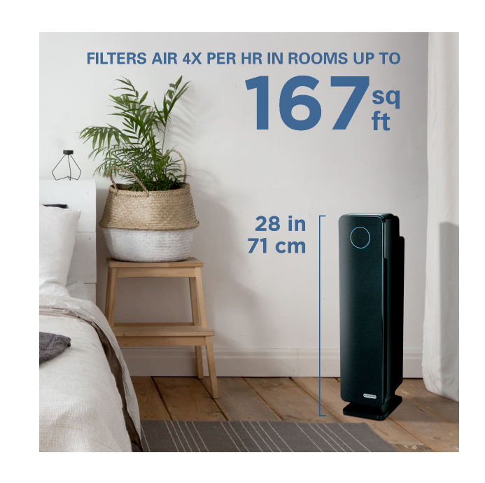 GermGuardian AC5350B Elite 4-in-1 HEPA Filter & UVC Tower Air Purifier, Removes Allergens & Odours, Black, Small-Medium Room