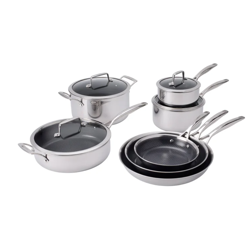 HENCKELS Paradigm Hybrid Ceramic Non-Stick Tri-ply Clad Cookware Set, 11-piece