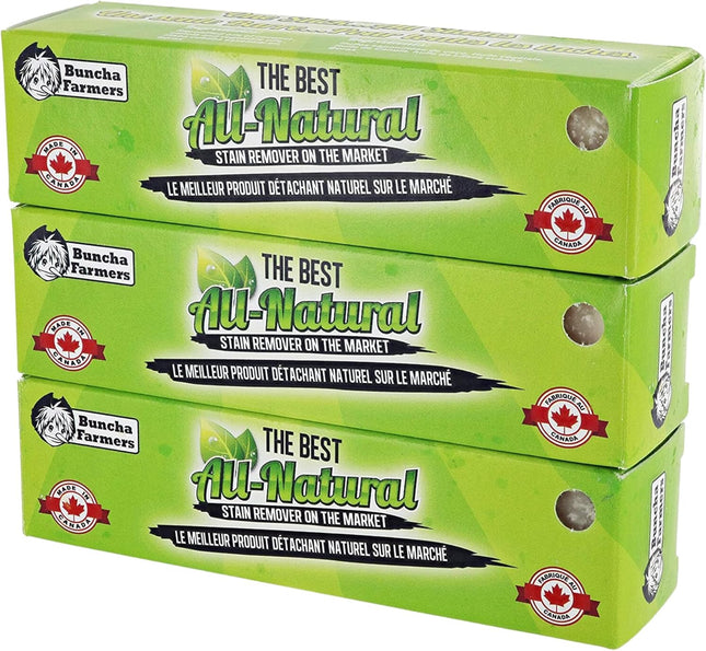 (3-Pack) Buncha Farmers-The Best-100% All Natural, Biodegradable, Environmentally Friendly Stain Remover Stick (Made in Canada 1.76 oz)