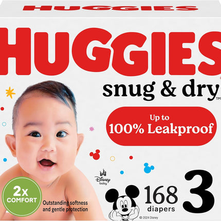 Huggies Size 3 Diapers, Snug & Dry Baby Diapers, Size 3 (16-28 lbs), 168 Count, Packaging May Vary