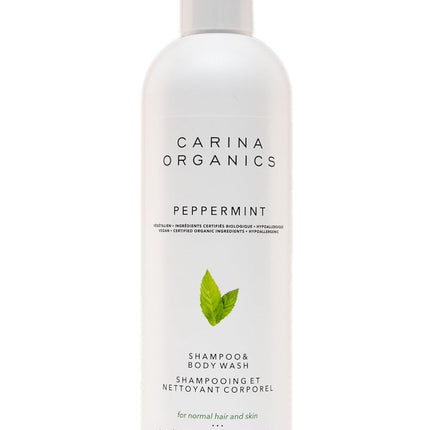 Carina Organics Peppermint Cooling Scalp Stimulating Shampoo & Body Wash, 360 ml, White