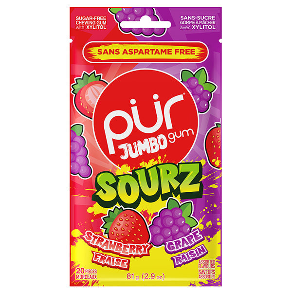 PUR Jumbo Gum Strawberry Grape 10x81 g