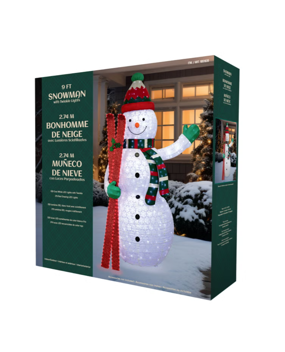 2.74 m (9 ft.) Snowman with Twinkle Lights