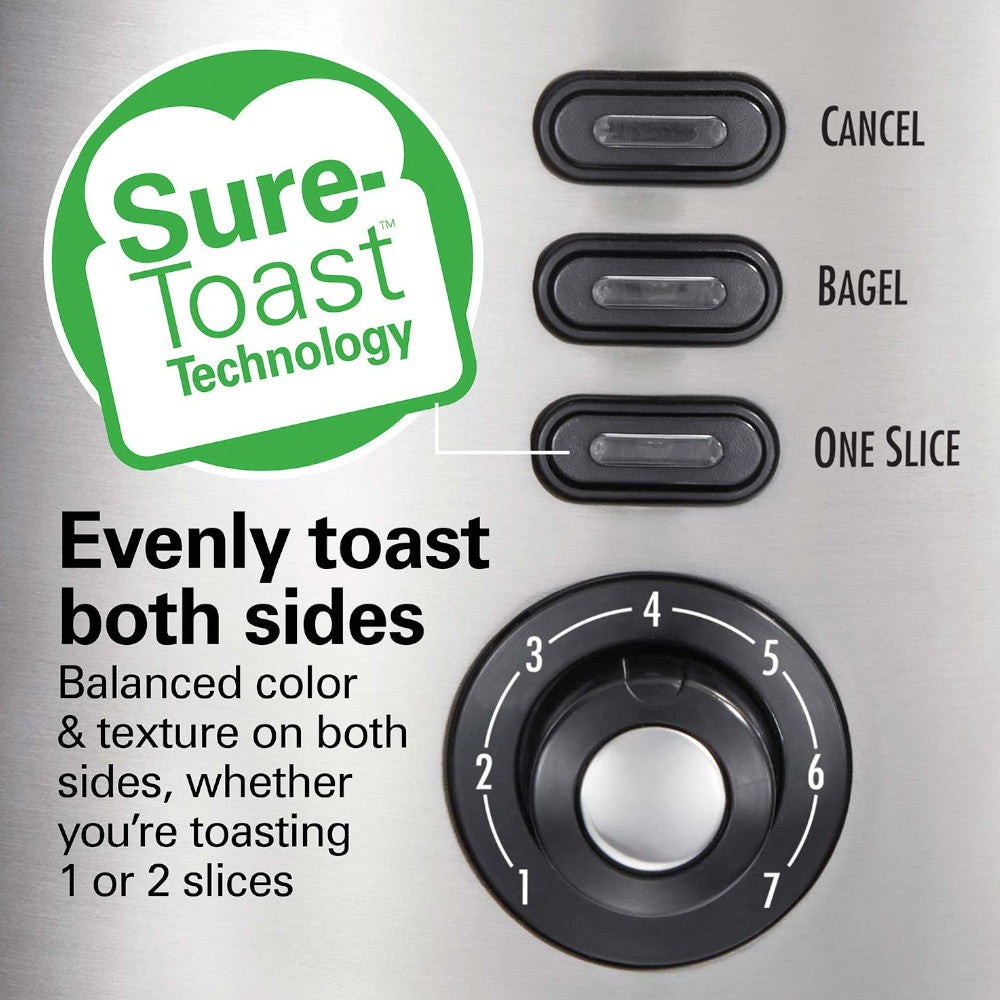 HAMILTON BEACH 22220 2 Slice Toaster with Sure-Toast™ Technology Stainless Steel