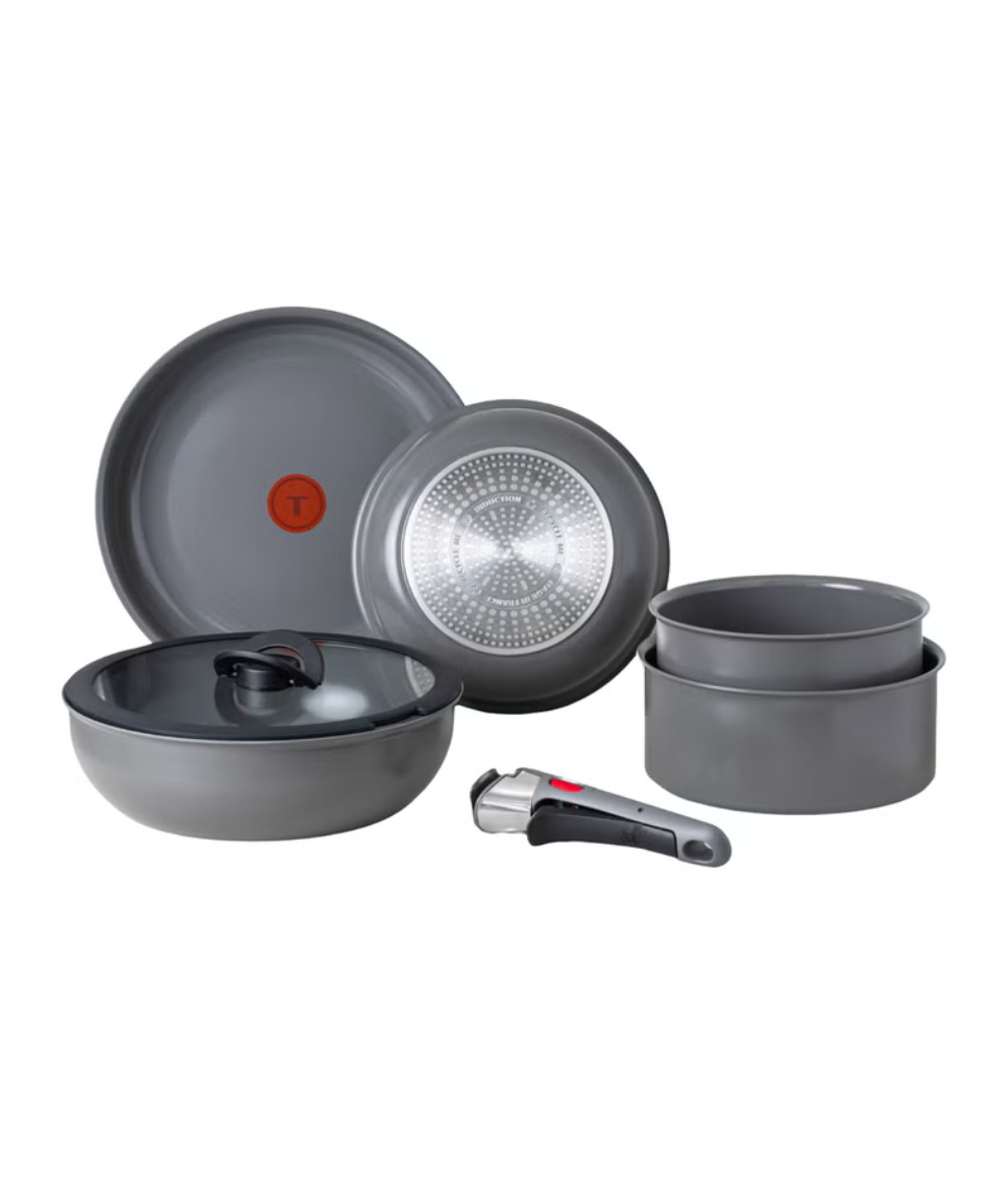 T-fal Ingenio Ceramic Cookware Set with Detachable Handle, 7-pieces