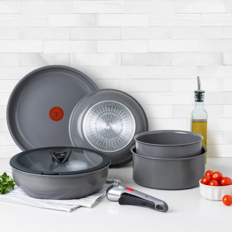 T-fal Ingenio Ceramic Cookware Set with Detachable Handle, 7-pieces