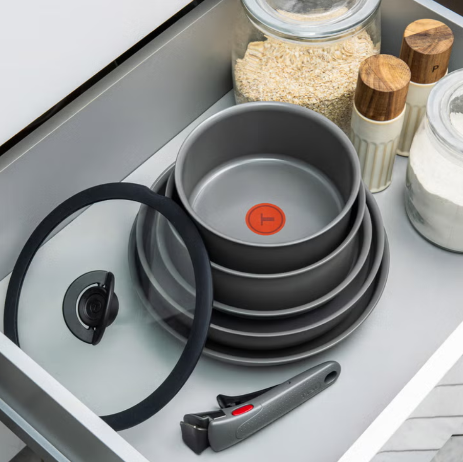 T-fal Ingenio Ceramic Cookware Set with Detachable Handle, 7-pieces