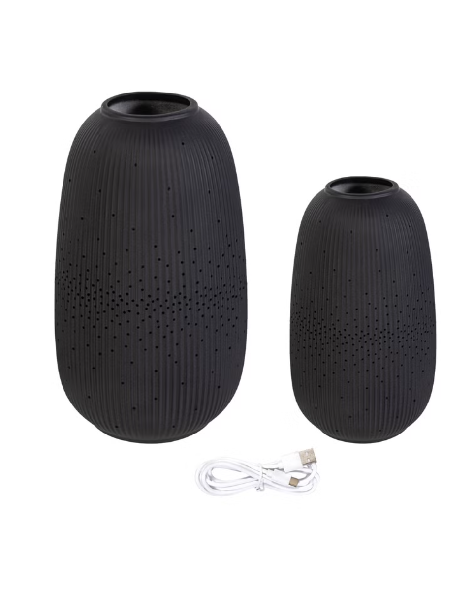 Evergreen LED Porcelain Lantern, 2-piece