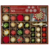 CGH Shatter Resistant Christmas Tree Ornament Set 80 Pieces Red Green