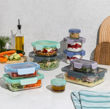 Ello Colour Lock Mixed Glass Food Storage Set, 20-piece