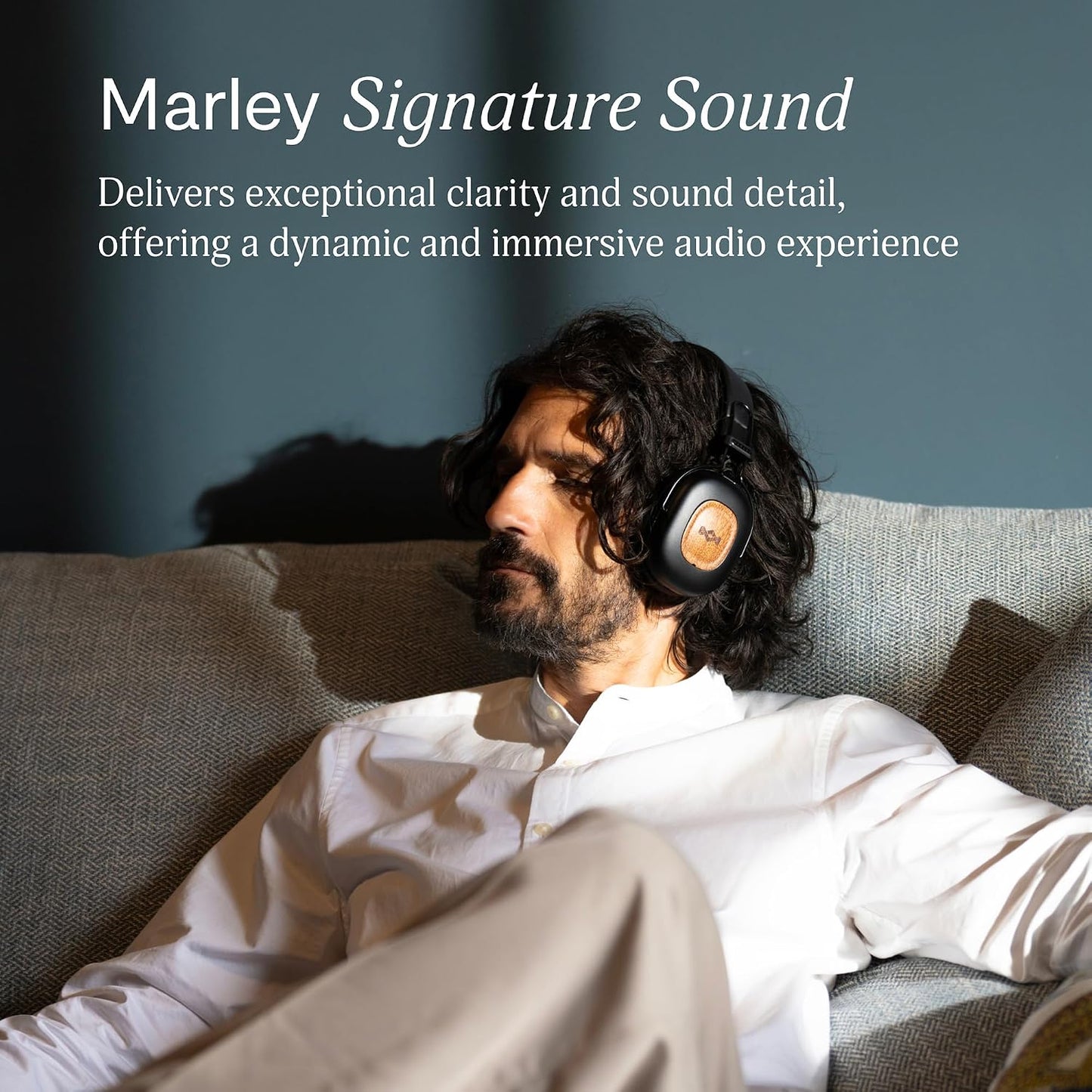 House of Marley Positive Vibration Rebel Wireless ANC Headphones - Over Ear Bluetooth Earphones with Adaptive Noise Cancelling, 130 H Playtime, IPX5, Sustainable Materials