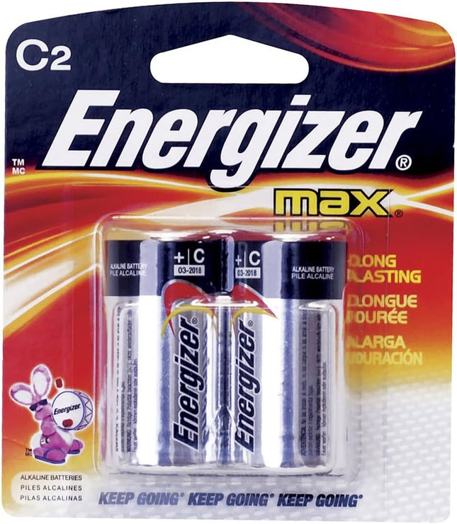 Energizer MAX Alkaline Batteries, C, 2 Batteries/Pack (E93BP2)