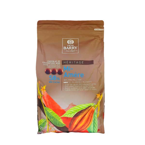 Cacao Barry Mi Amere 58% Semi Sweet Chocolate Pistoles 5 kg