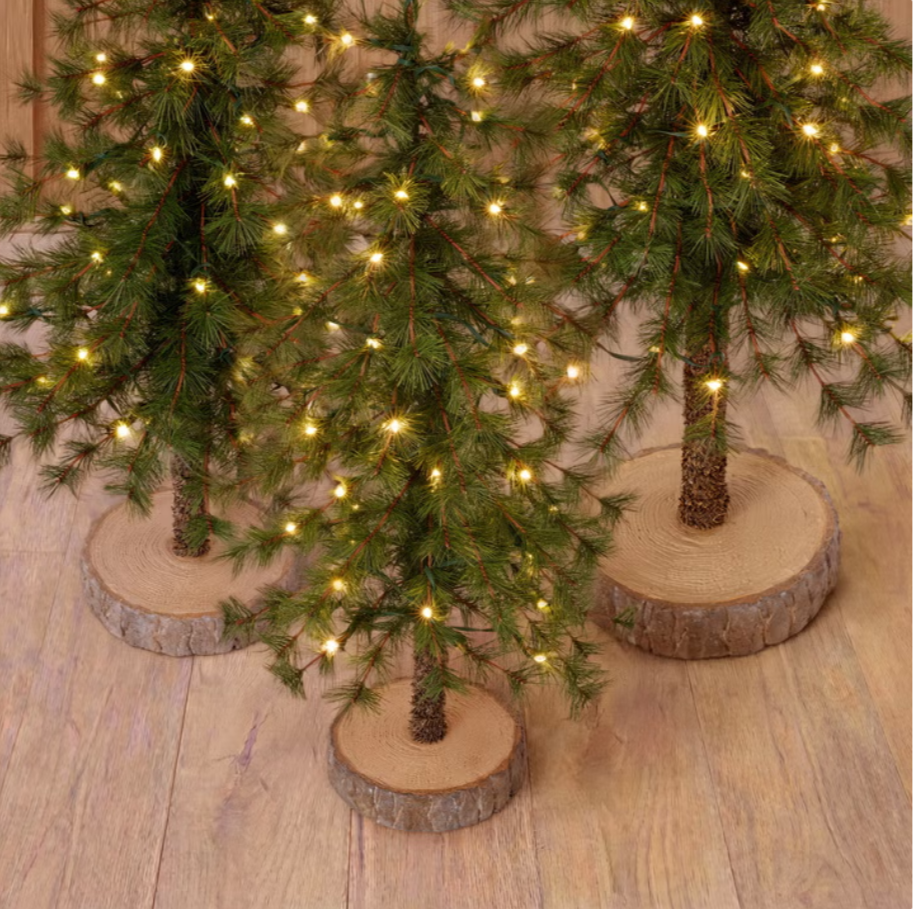 Alpine Trees with LED Lights - Set of 3