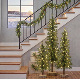 Alpine Trees with LED Lights - Set of 3