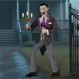 6' Animated Vampire Butler with LED Eyes and Sound