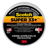 3M Scotch Super 33+ Vinyl Electrical Tape, .75-Inch x 66-Foot, Insulates and Protects Against Abrasion and Moisture, Protective Jacketing up to 600V Splice Insulation (6132-BA-10)