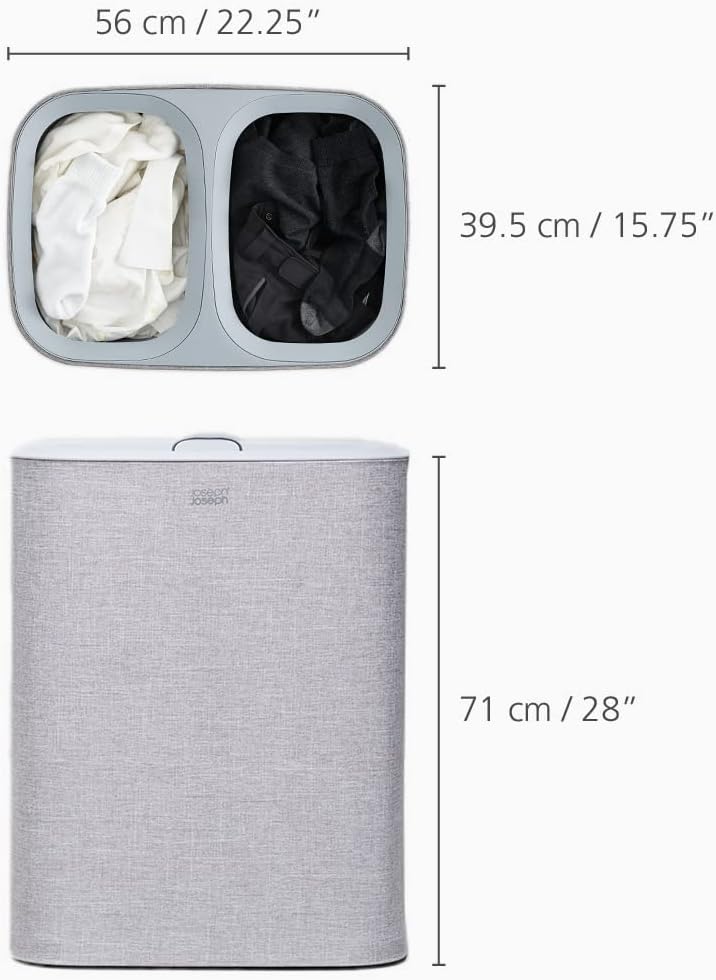 Joseph Joseph Tota 90-litre Laundry Hamper Separation Basket with Lid - Grey