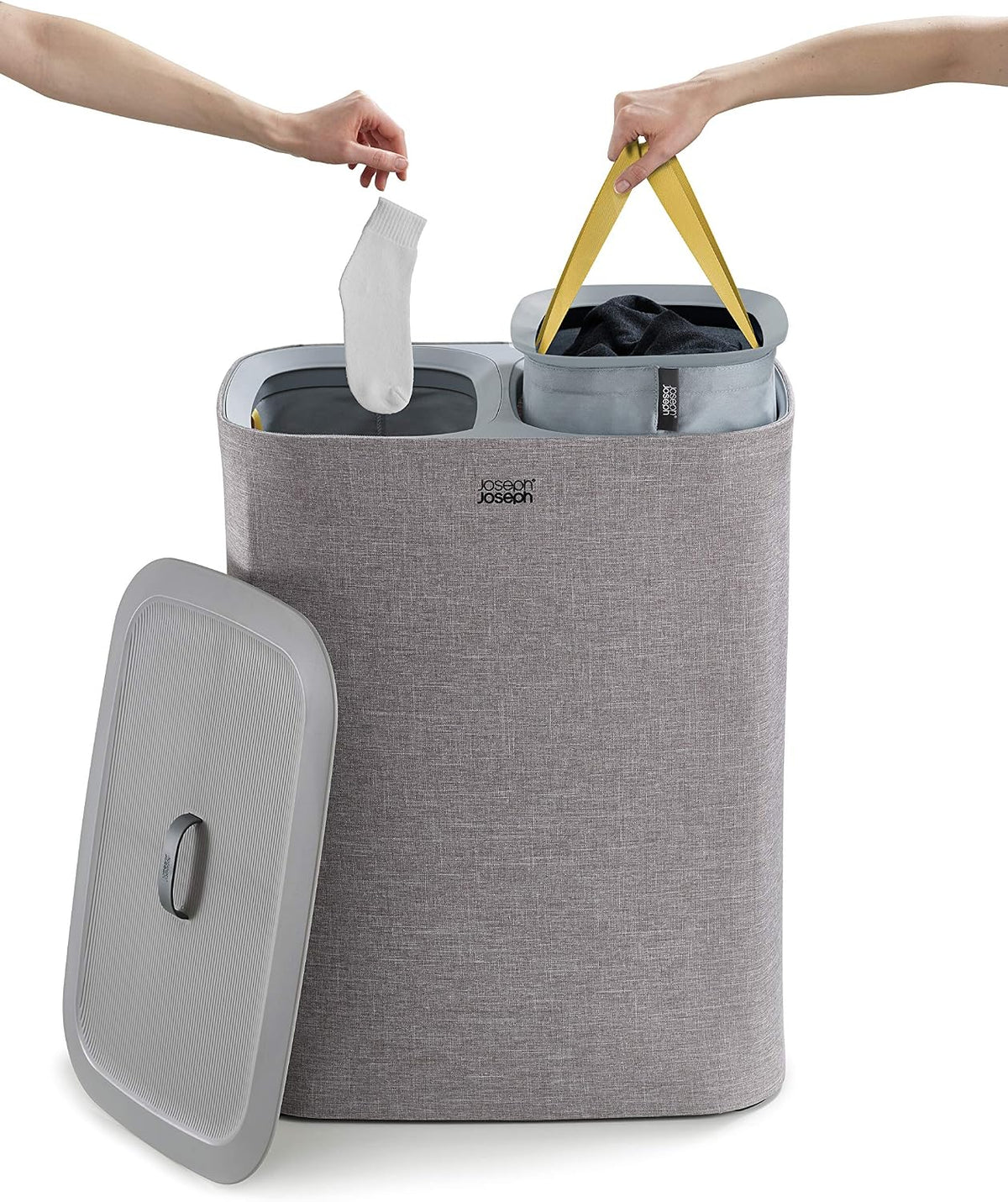Joseph Joseph Tota 90-litre Laundry Hamper Separation Basket with Lid - Grey