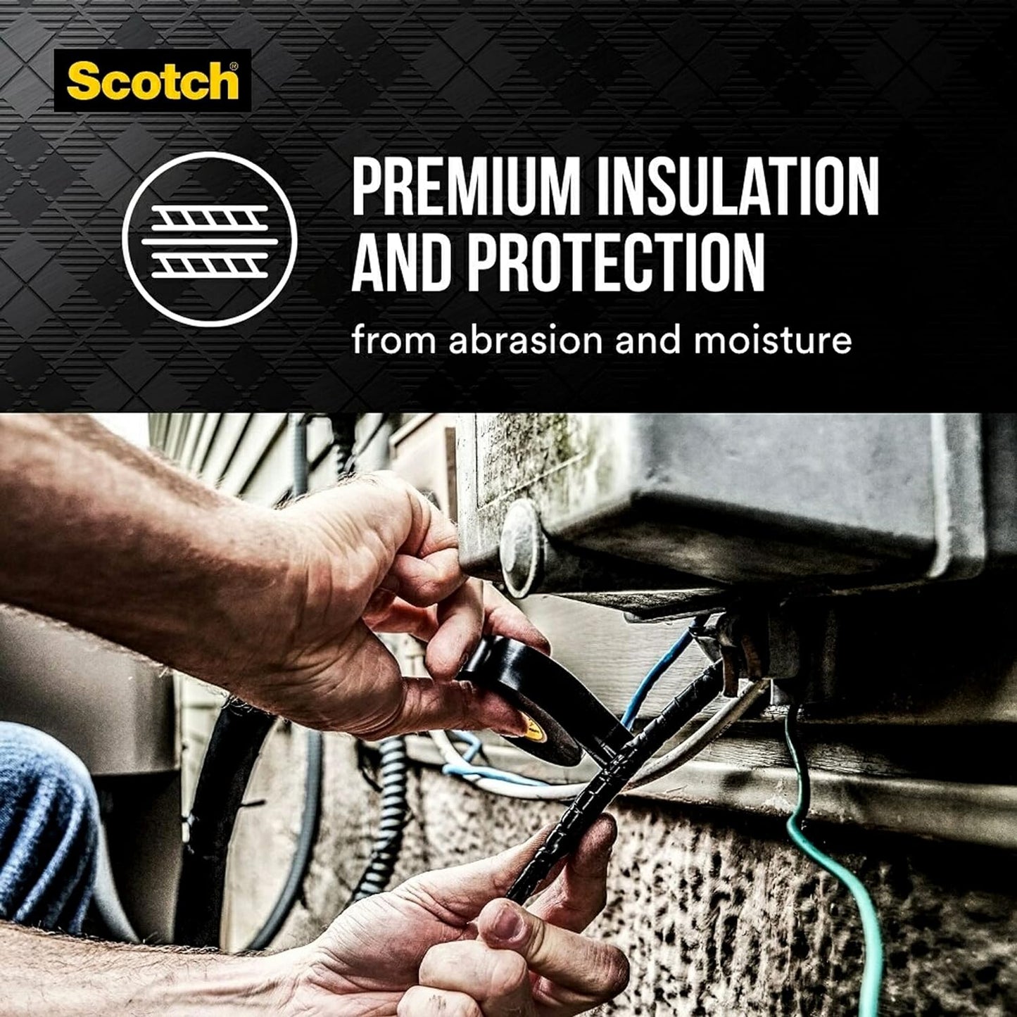 3M Scotch Super 33+ Vinyl Electrical Tape, .75-Inch x 66-Foot, Insulates and Protects Against Abrasion and Moisture, Protective Jacketing up to 600V Splice Insulation (6132-BA-10)