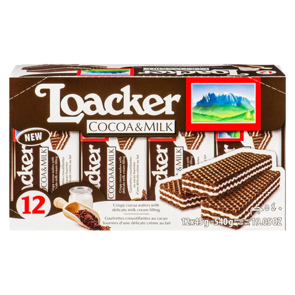 Loacker Wafer Cocao & Milk 12x45 g
