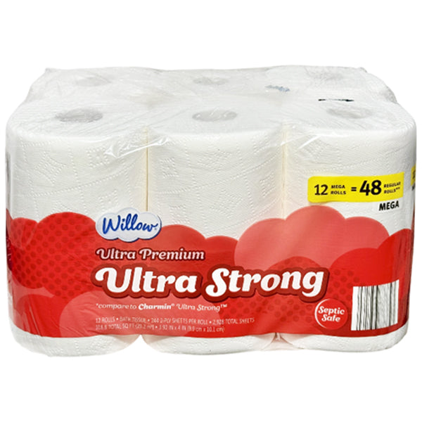 Willow Ultra Strong Bath Tissue 12=48 Rolls 12-Pack